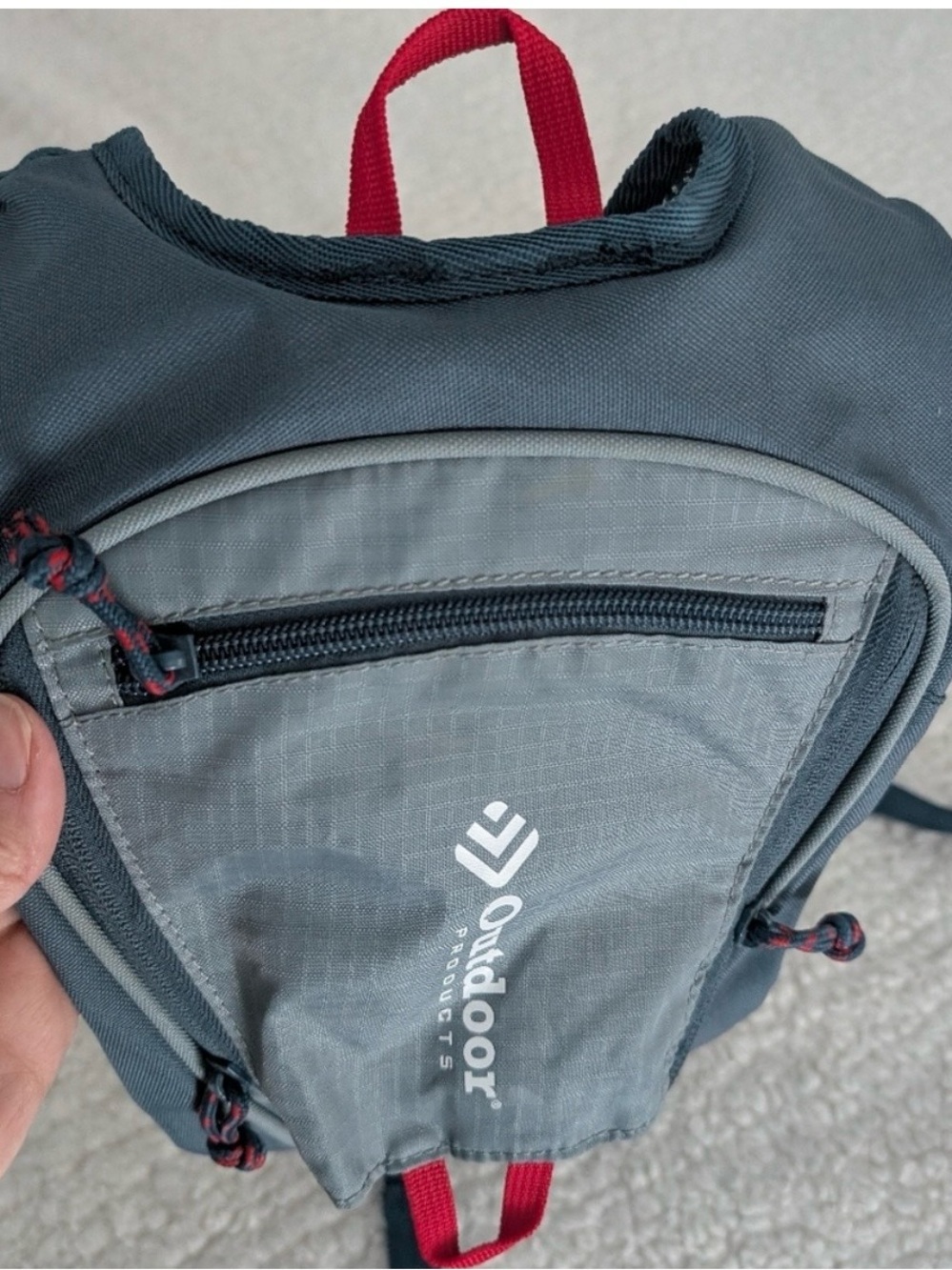 Gray and Dark Gray Men’s Daypack with Red Accents - Picture 4 of 7